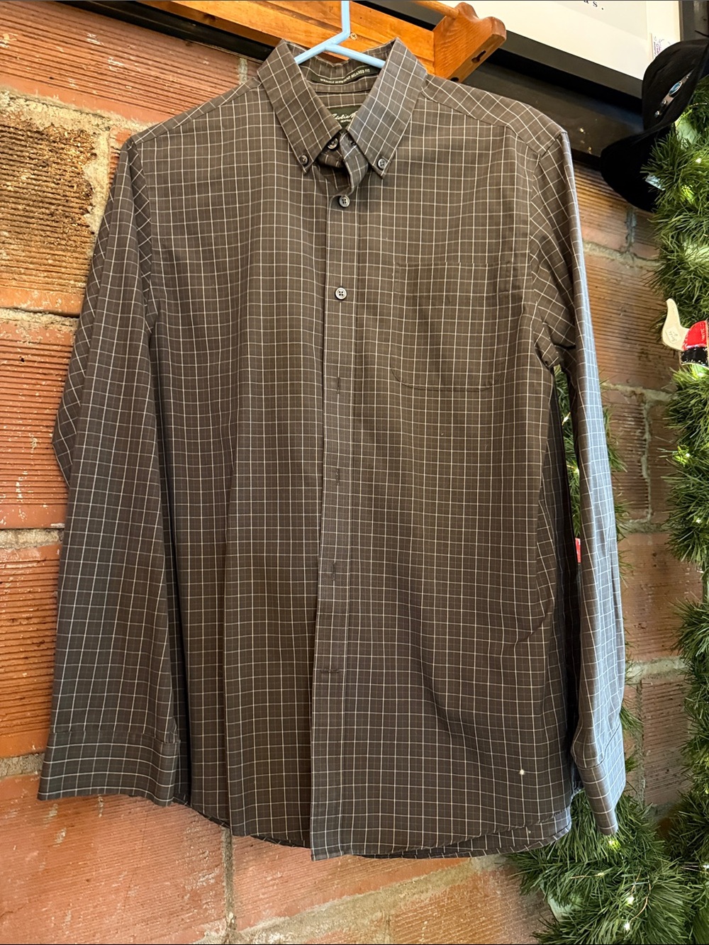 Eddie Bauer Brown Checked Button-Down Shirt